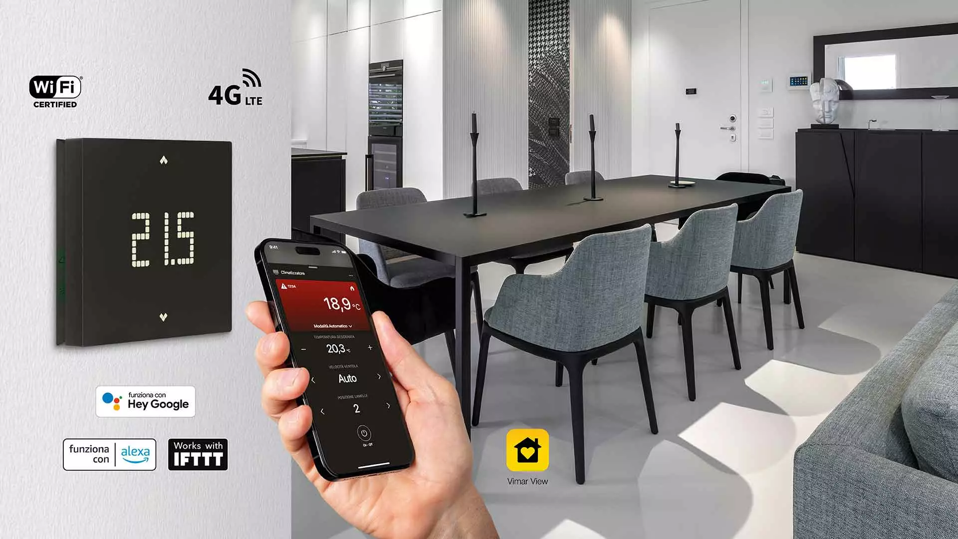 Termostato da parete Wi-fi e 4G Lte