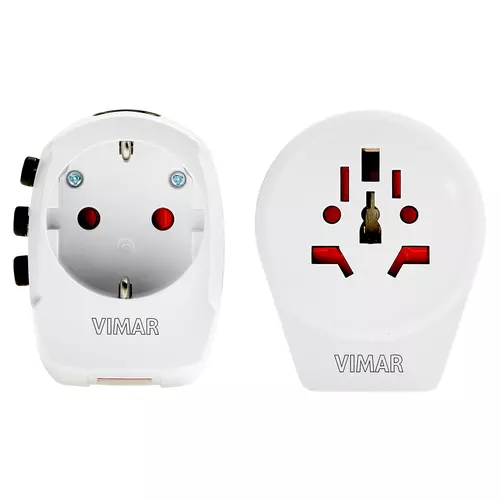 Vimar - 0A32303B - Adattatore universale viaggio+USB bianco