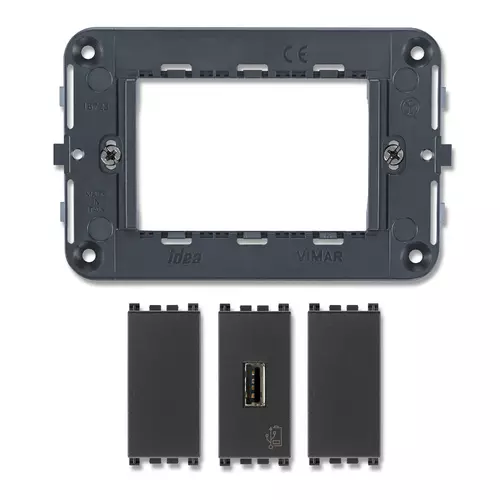 Vimar - 0K16292 - Kit Idea supporto 3M+USB 5V 1,5A grigio