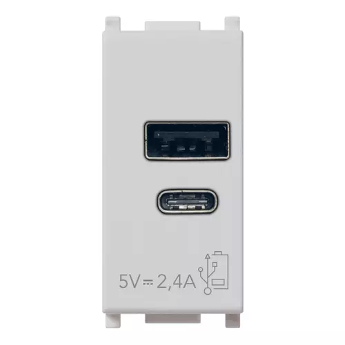 Vimar - 14292.AC.SL - Alimentatore USB A+C 5V 2,4A 1M Silver