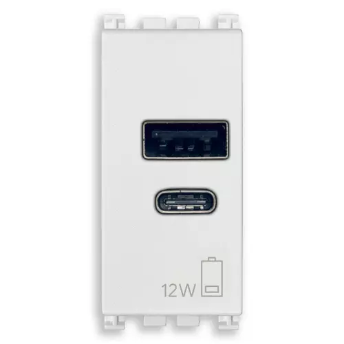 Vimar - 19292.AC.B - Alimentatore USB A+C 12W2,4A5V 1M bianco