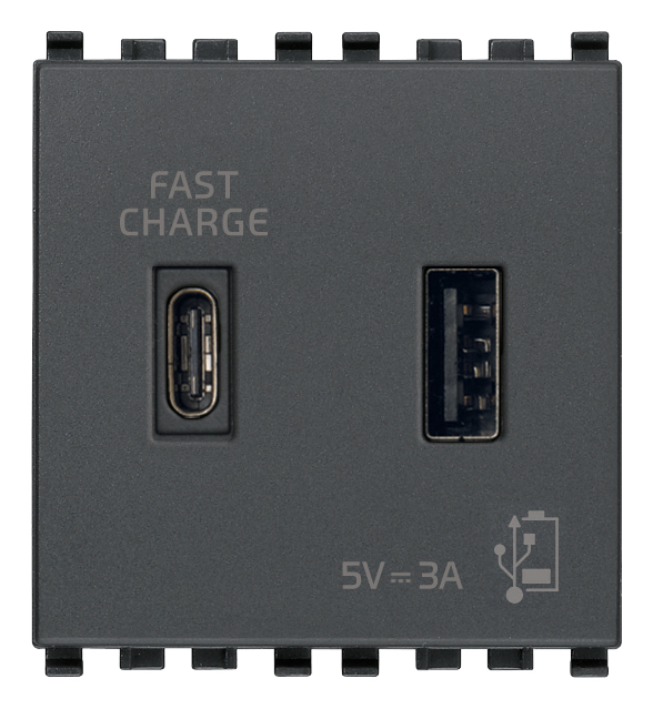 Alimentatore USB A+C 15W 3A 5V 2M grigio - 20295.AC